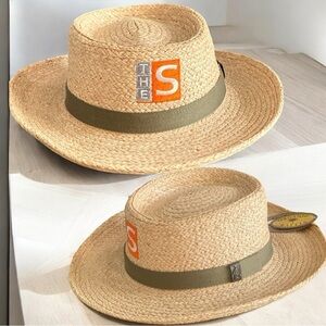SCALA Straw Raffia Gamblers Hat 100%  Neutral Color Size L/XL NEW Golf Sun Ready
